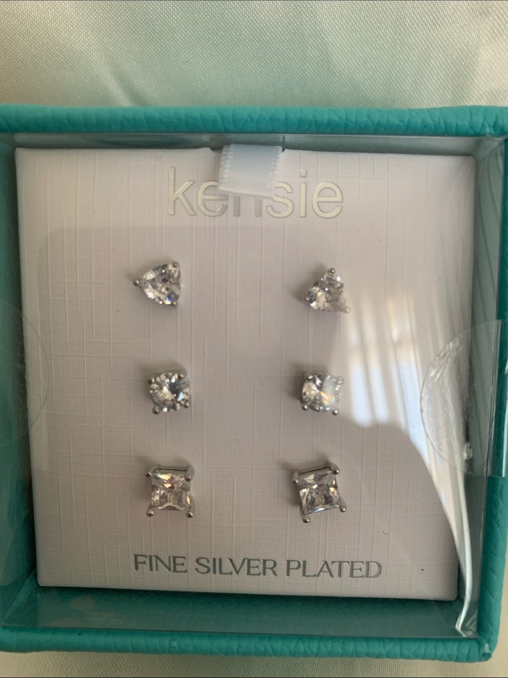 Kensie Silver-Plated Clear Crystal Stud Earring Trio - Clear